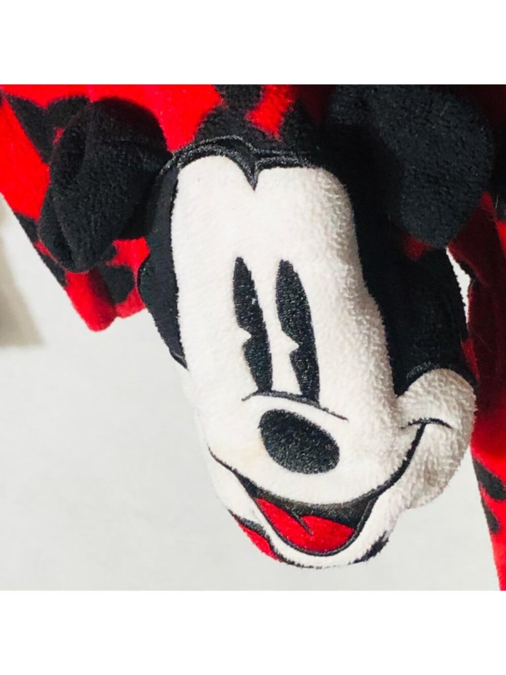 Disney feet pajamas red black mickey ears long sleeve zipper front size 10 READ - Picture 6 of 9